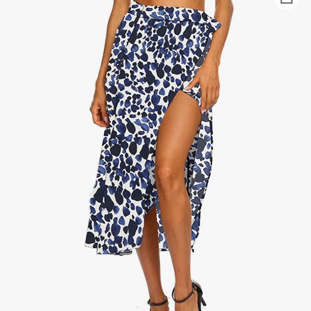 Leopard Print High Low Midi Wrap Skirt NWOT Small
